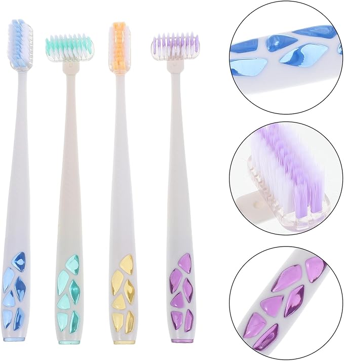 4pcs Shaped Toothbrush Soft Luxury Bristles with Rotating Head for Deep Cleaning Gentle Sensitive Gums Family Pack for Daily Oral Care
