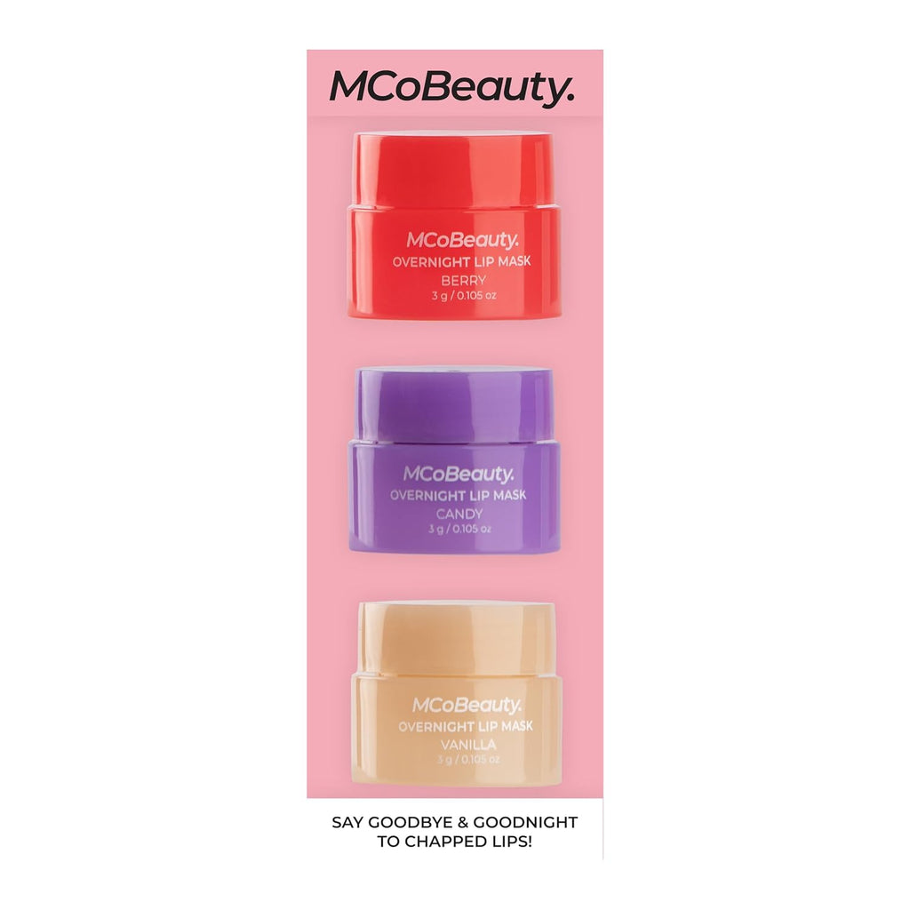 MCoBeauty - Double Duty Lip Mask Deluxe Trio - Contains Coconut Oil and Vitamin E Lip Balm for Day or Overnight Mask - Skin Care and Makeup Accessories - Stocking Stuffers for Women - 15g