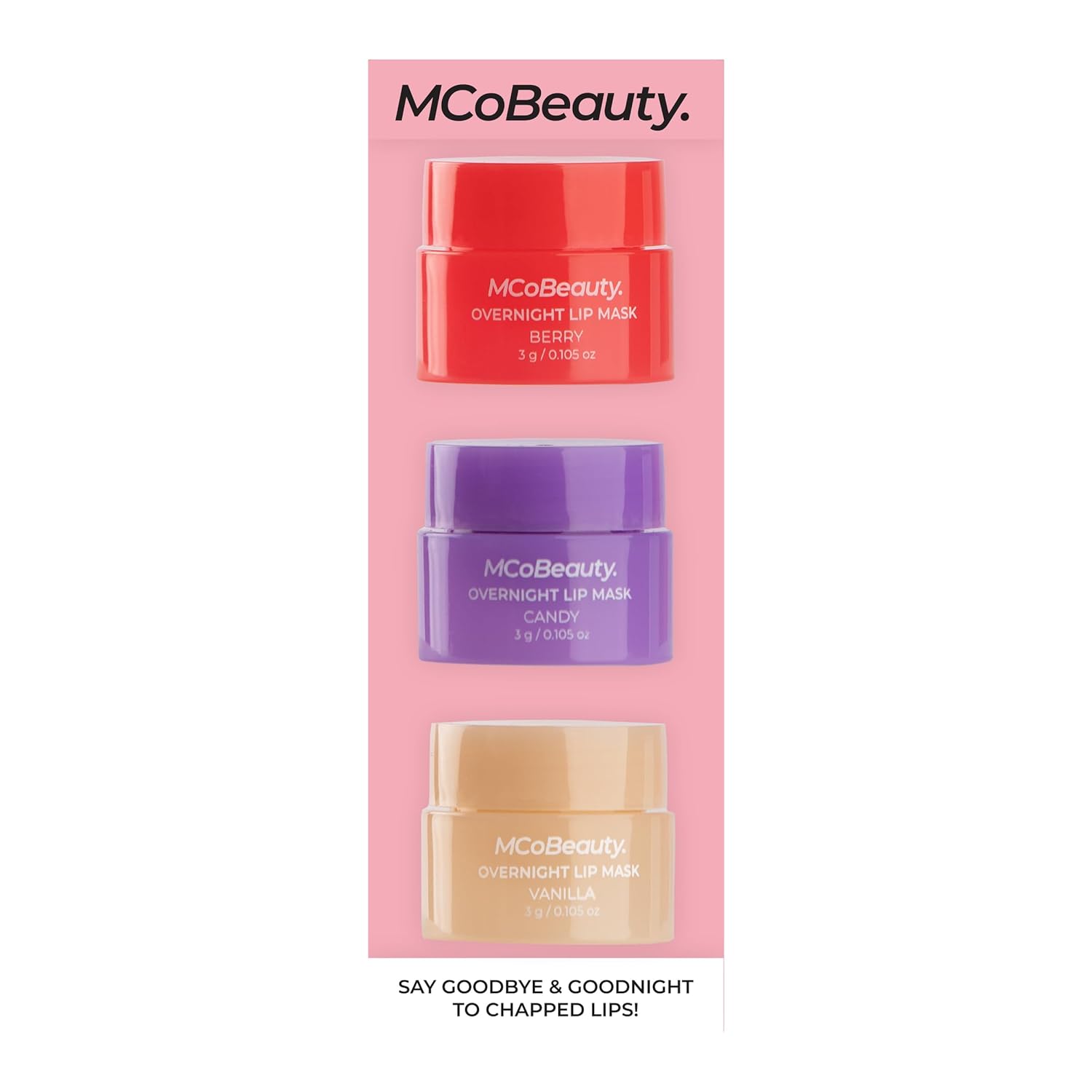 MCoBeauty - Double Duty Lip Mask Deluxe Trio - Contains Coconut Oil and Vitamin E Lip Balm for Day or Overnight Mask - Skin Care and Makeup Accessories - Stocking Stuffers for Women - 15g
