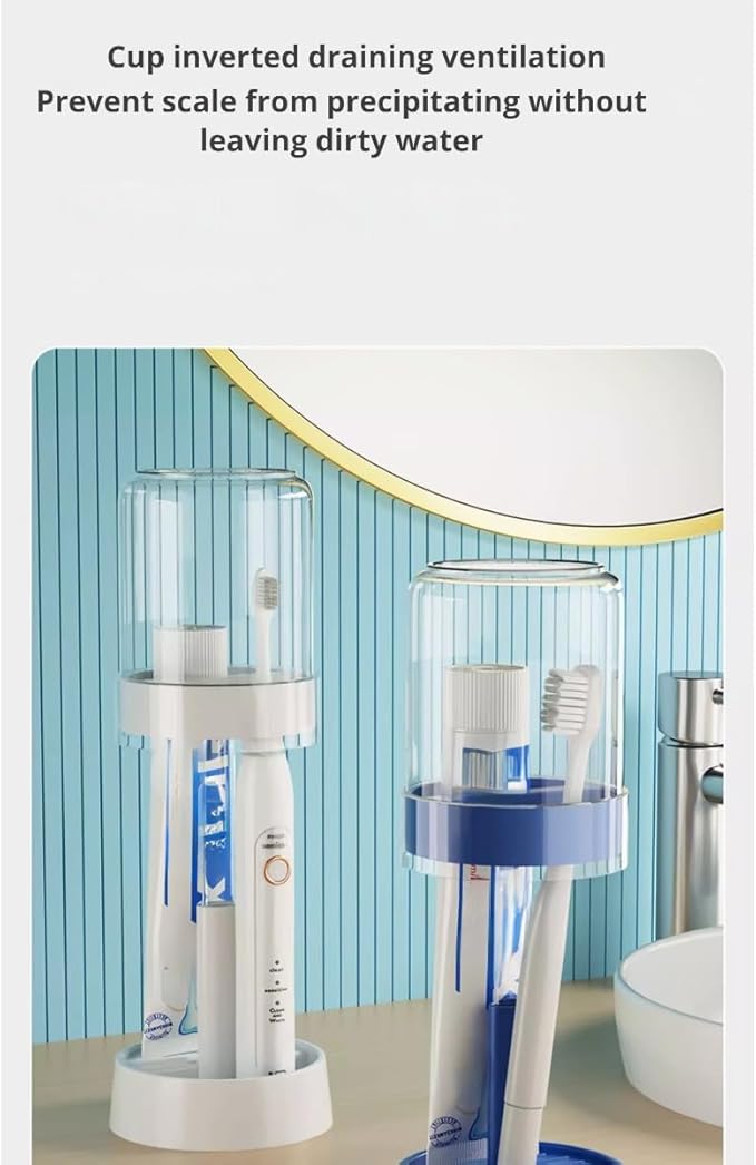 Kids Toothbrushes Holder with Cute Cup, with Kawaii Badge Sticker, Electric Toothbrush Holder for Kids Toddler, Tooth Brush Stand, Creative Bathroom Organizer Storage (White)