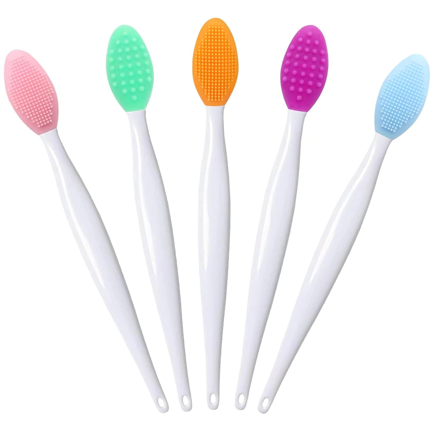 Lip Scrub Brush,Lip Scrubber Exfoliator,Double-Sided Silicone Lip Exfoliating Tool,Gentle Lip Exfoliator Scrubber Brush for Smooth,Soft,Bright,and Healthy Lips(5 PCS) (5 Colors)