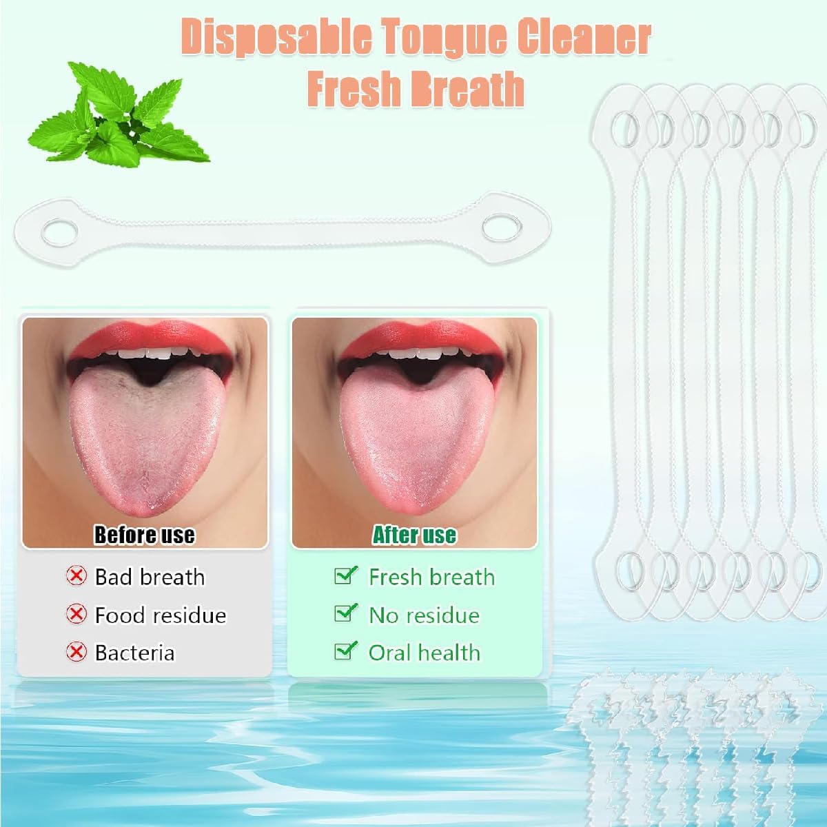 100 Count Disposable Tongue Scraper, Tongue Cleaner for Adults and Kids, Ergonomic plastic tongue scraper,Tongue Scrubber for Oral Care,Reduce Bad Breath,Promote Fresh Breath
