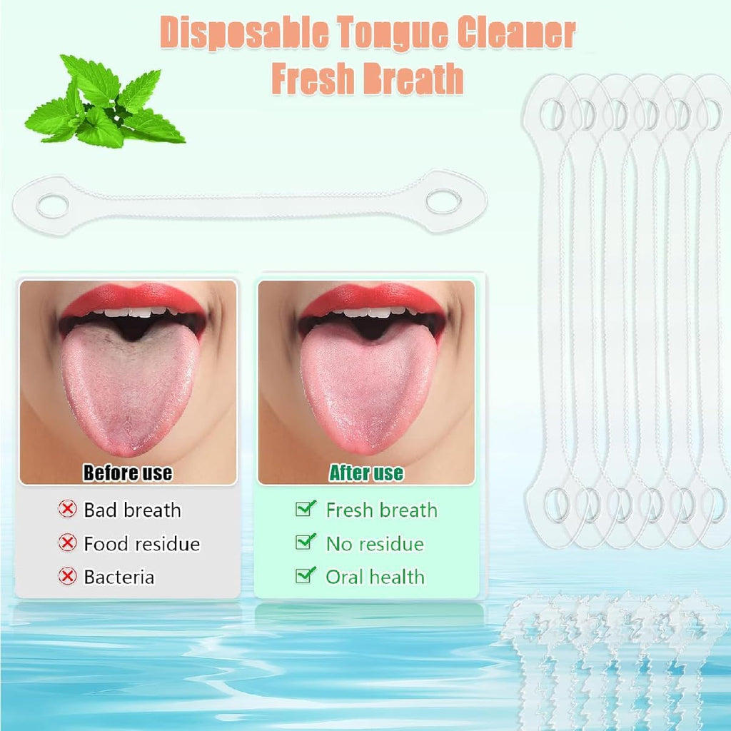 50 Count Disposable Tongue Scraper, Tongue Cleaner for Adults and Kids, Ergonomic plastic tongue scraper,Tongue Scrubber for Oral Care,Reduce Bad Breath,Promote Fresh Breath