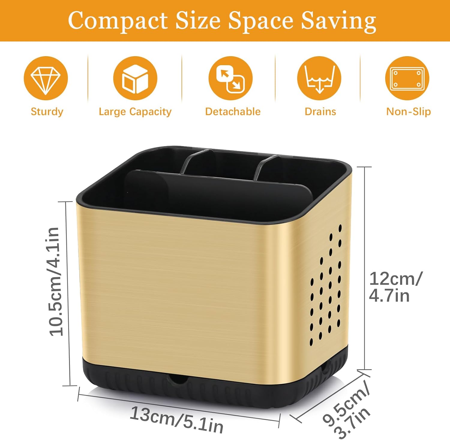 Toothbrush Holders for Bathrooms, Tooth Brush Holder for Bathroom Countertop Organizer, Kids Electric Toothbrush and Toothpaste Holder (Brushed Gold)