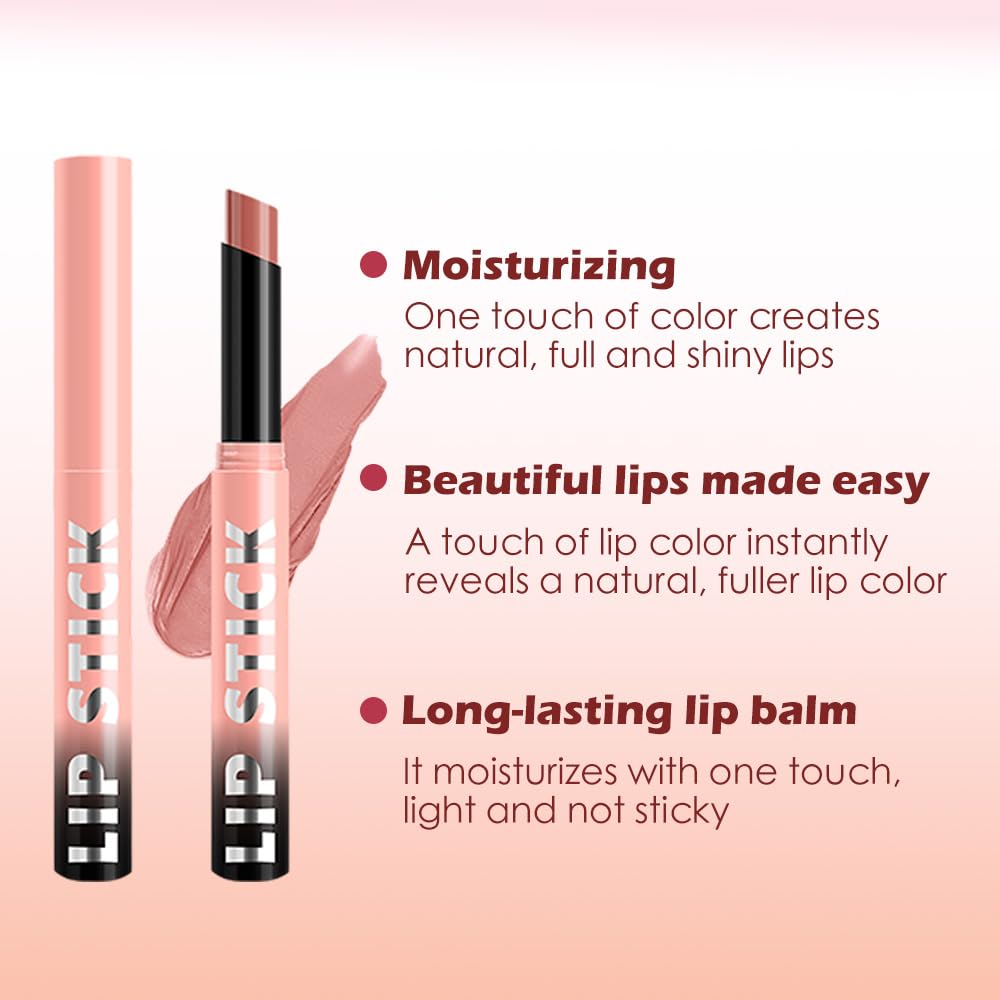 4Pcs Matte Lipstick Set for Women, Warm Pink Coral Red Purple Dark Red Lipsticks Lip Balm, Long Lasting Waterproof Transfer-Proof Vegan Lip Gloss Beauty Products Makeup All-Day Formula SetA01