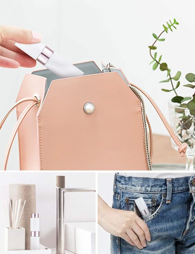 LISAPACK 8ML Atomizer Perfume Spray Bottle for Travel (3 PCS) Empty Cologne Dispenser, Portable Sprayer (White)