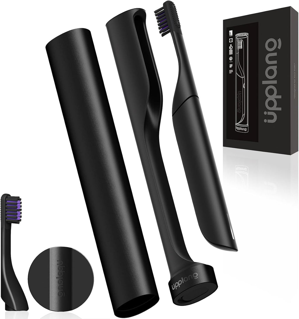 Electric Toothbrush, Portable Travel Sonic Toothbrush with Protective Case USB-C Rechargeable, Neutral Comfort Bristles, Waterproof, Smart Timer, Compact for Daily Use (Black)