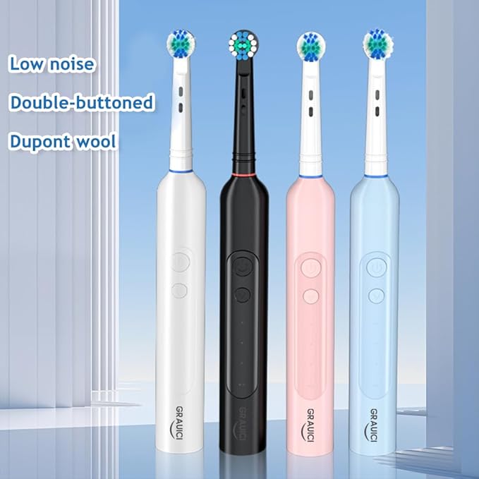 Deep Clean Rechargeable Electric Powered Toothbrush, Rechargeable Electric Toothbrush with 8 Brush Heads,Pressure Sensor to Protect Gums (White)