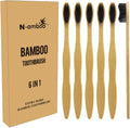 Hard Toothbrush Bamboo Toothbrush for Adult Manual Toothbrsuh Hard Bristles Pack of 6