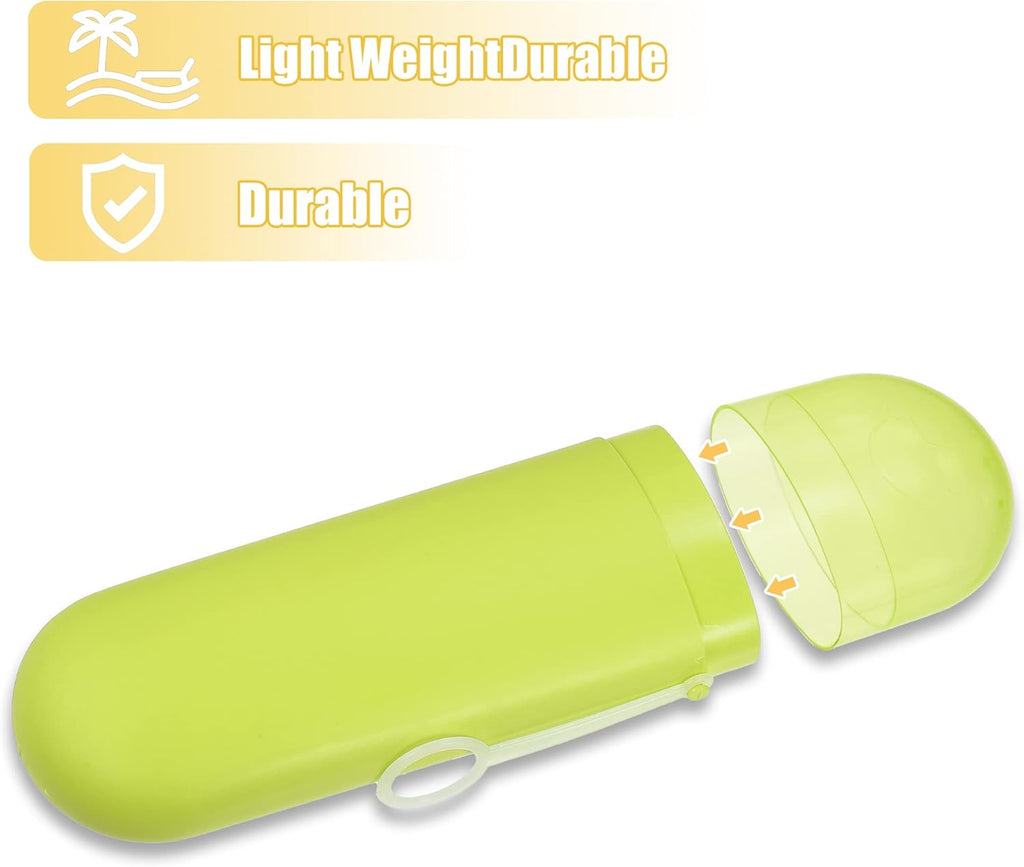 VOCOSTE 1 Pcs, Portable Toothbrush Case with Hook, Plastic, Traveling Toothbrush Holders Case, Travel Business, Yellow, 8.07"x2.36"x1.38"