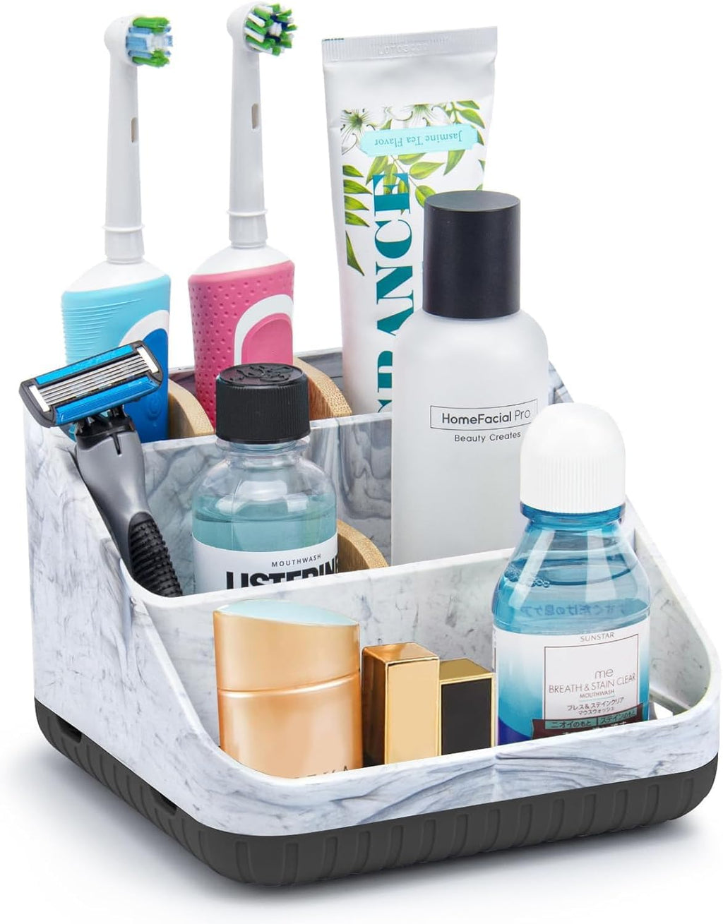 Chintu Toothbrush Holders for Bathroom Counter Organizer - 6 Slots Kids Tooth Brushing Holder Rustic Toothbrush and Toothpaste Holder for Vanity Organization Farmhouse Electric Toothbrush Caddy Black