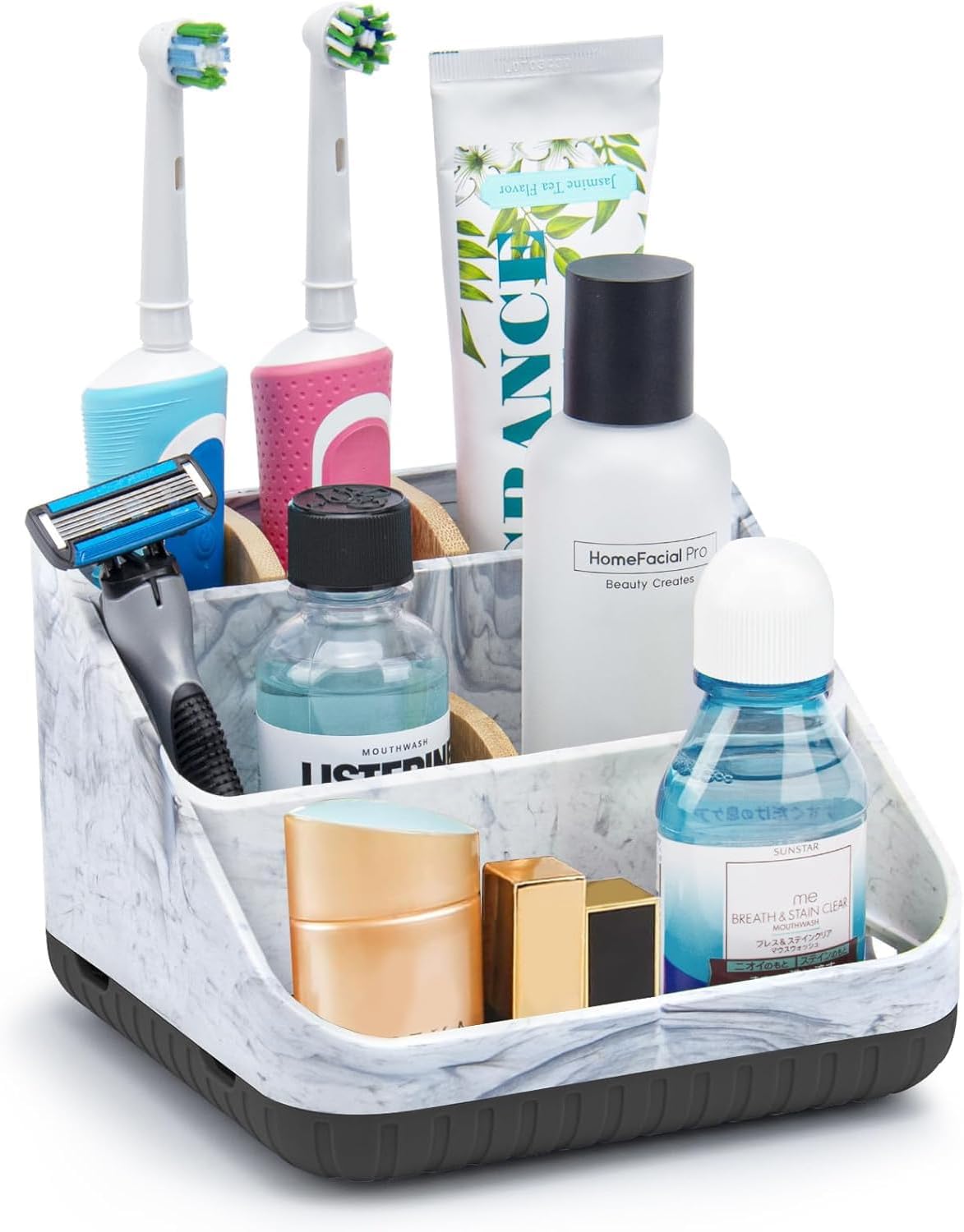 Chintu Toothbrush Holders for Bathroom Counter Organizer - 6 Slots Kids Tooth Brushing Holder Rustic Toothbrush and Toothpaste Holder for Vanity Organization Farmhouse Electric Toothbrush Caddy Black