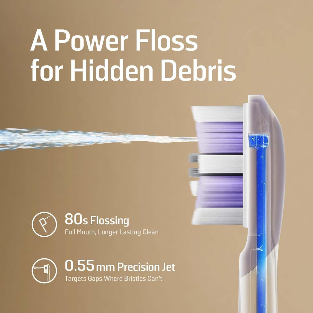 Soocas NEOS II Ultra – Electric Toothbrush with Water Flosser Combo, 3-in-1: Flosses, Vibrates and Oscillates, Flossing Toothbrush for Adults, Cordless Water Flosser for Travel, Champagne Gold