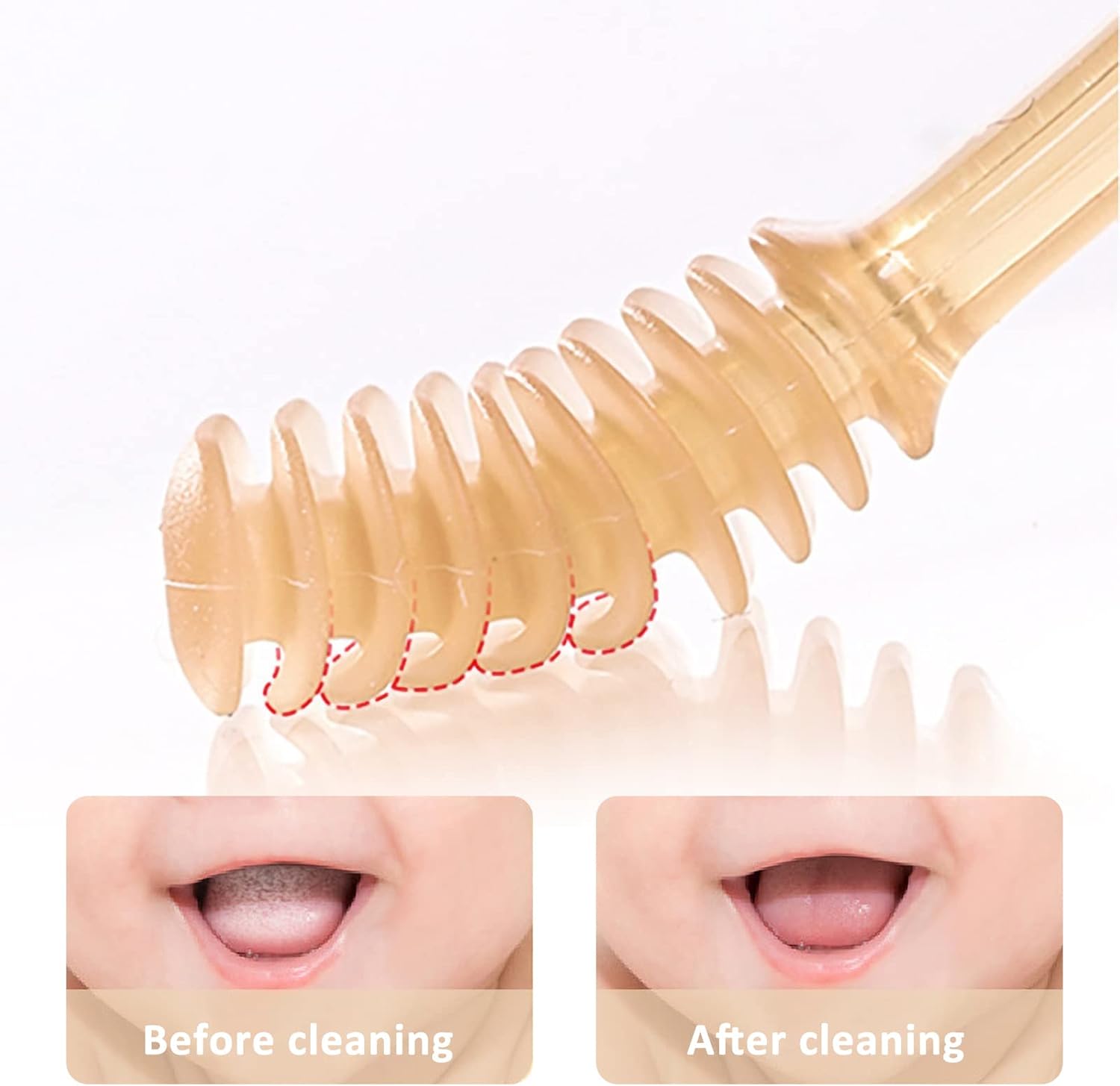 SHARE&CARE Baby Toothbrush and Baby Tongue Cleaner for Toddler Oral Care, Soft Silicone Toothbrush