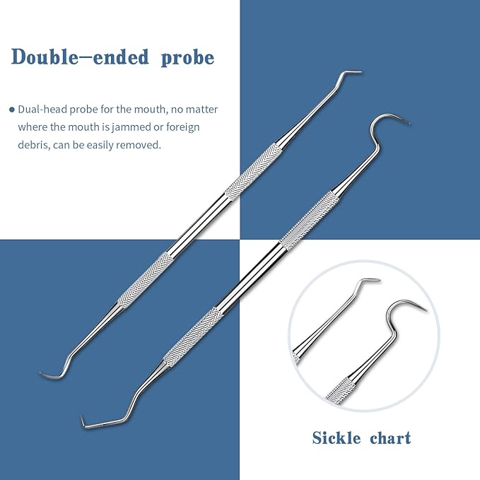 6 Pieces Dental Tools Set, Professional Stainless Steel Dental Hygiene Cleaning Kit with Case, Including Dental Mirror, Plaque Tartar Remover for Teeth, Tweezers, Probe, and Pick Scaler for Oral Care