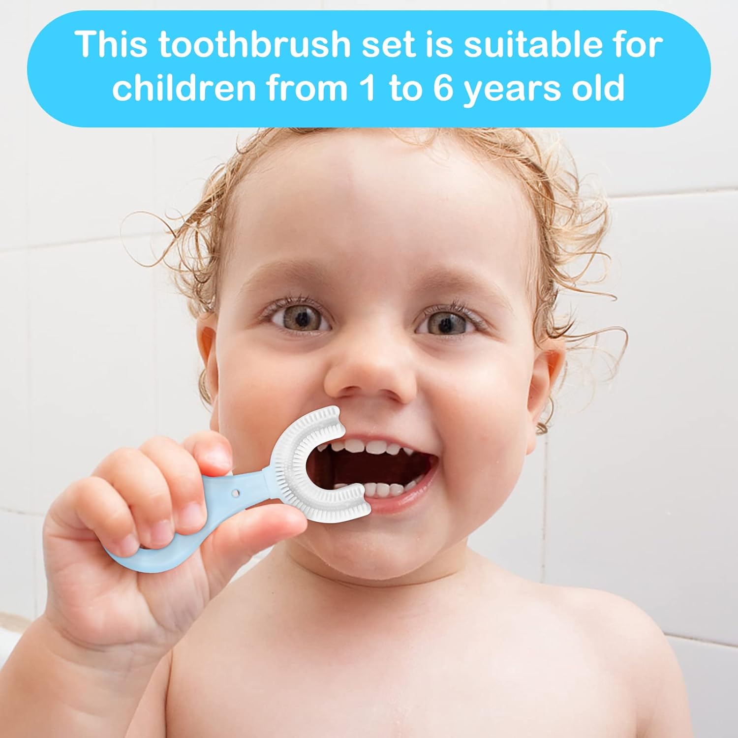 4-in-1 U-Shaped Toothbrush Set - Infant to Toddler Oral Care - Food Grade Silicone - Perfect for Age 1-6 (4-Pack) Baby Essentials Gift