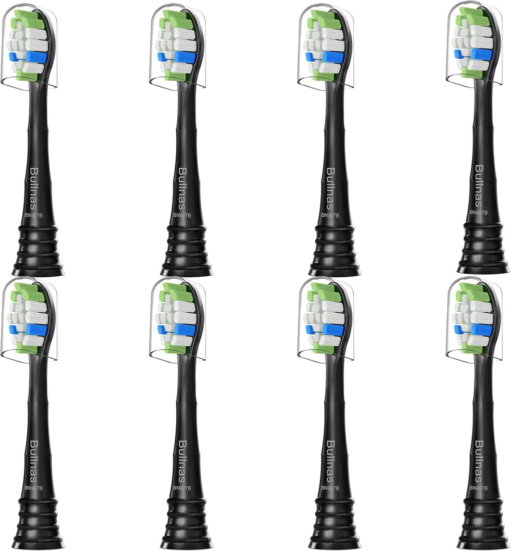 Replacement Toothbrush Heads Compatible with Philips Sonicare ProtectiveClean 4100 5100 5300 6100 Electric Toothbrushes, W Replacement Head for Sonicare, Black, 8 Count