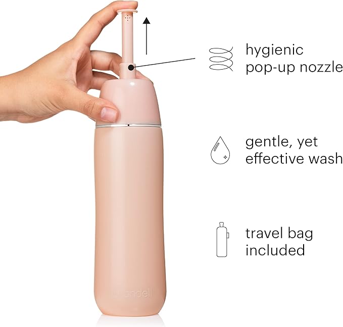 Brondell GoSpa Advanced Portable Bidet for Travel–Pop-Up Nozzle System –High-QualityCompact Bidet with Discreet Travel Bag for Convenient Storage–500mL, Pink