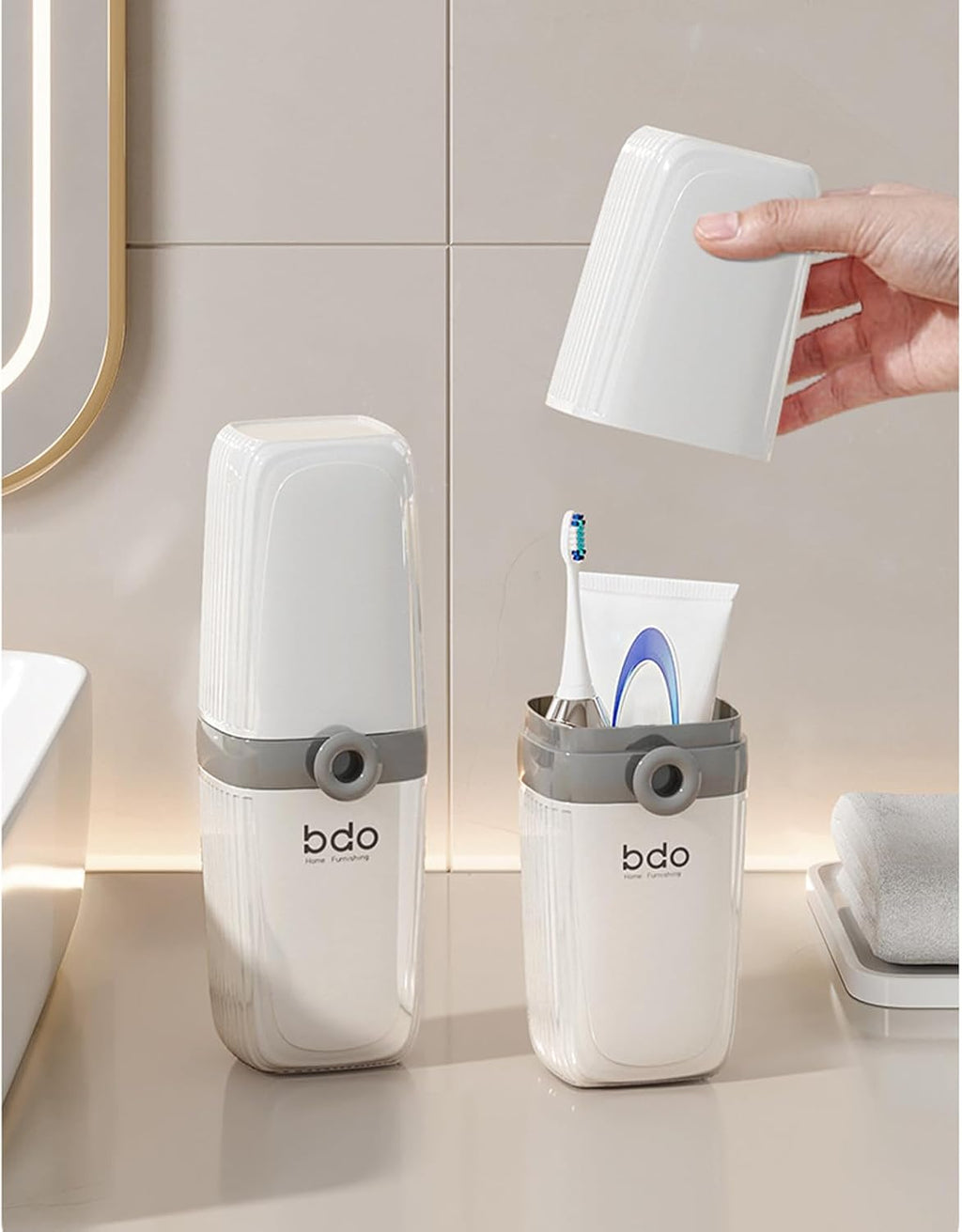 2Pcs Toothbrush Travel Case & Travel Soap Holder Dish Tray, Portable White Toothbrush Holders with Cover Leakproof Bar Soap Holder for Traveling School Camping Business Trip Bathroom