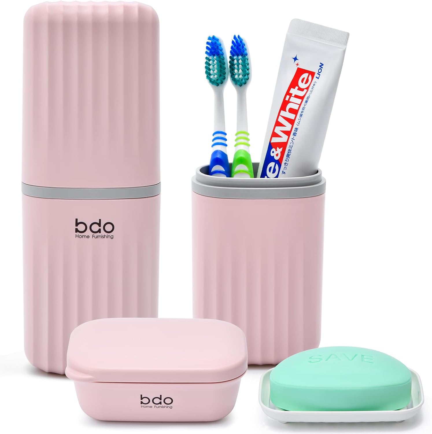 VITVITI Toothbrush Travel Case, Portable Travel Soap Container Leakproof Dish Tray, 7.88 inch Toothpaste Travel Toothbrush Holder with Cover for Trip/Bathroom/Camping(Pink)