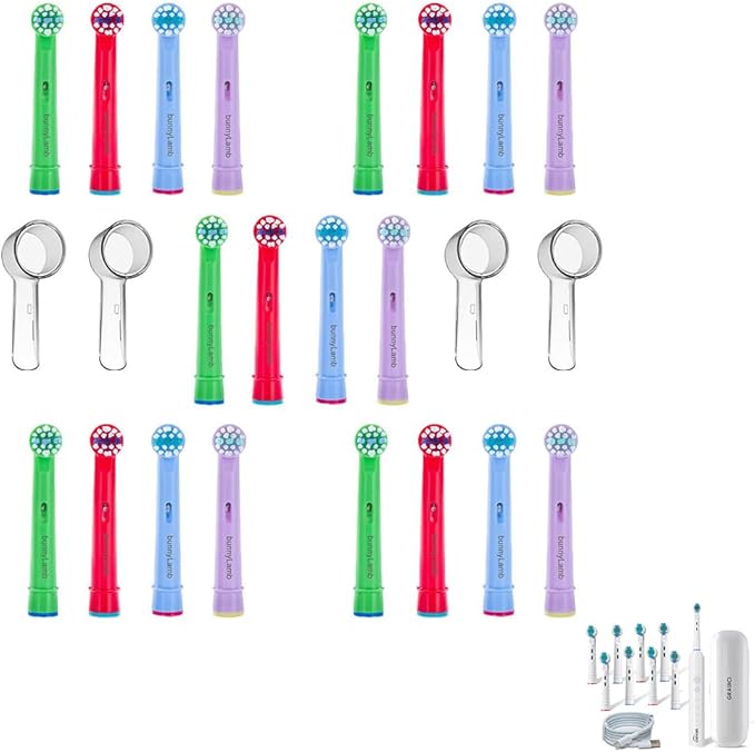 Deep Clean Rechargeable Electric Powered Toothbrush,Pressure Sensor to Protect Gums Bunny Lamb Replacement Brush Heads