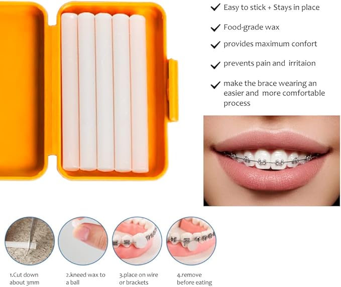 Wenge Portable Orthodontic Oral Care Kit - 2Pack - Travel Kit for Patients, Interdental Brushing Wax Floss Toothbrush Cleaning(Purple & Orange)