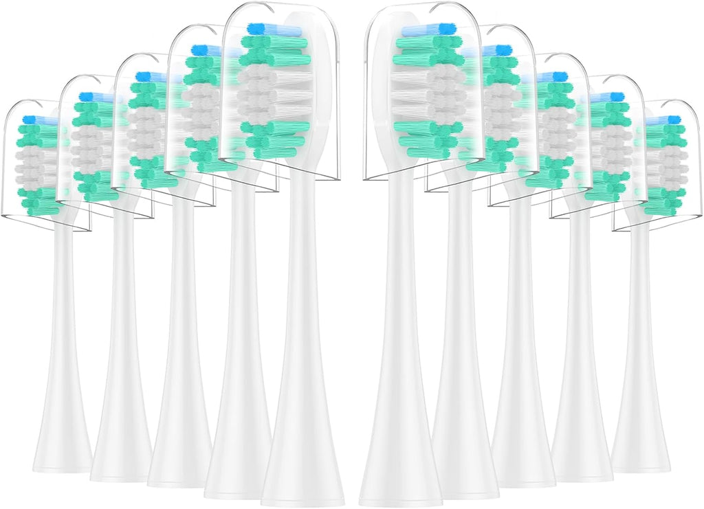 Replacement Toothbrush Heads 10 Pack Compatible with AquaSonic Black Series, Vibe Series Electric Toothbrush, White