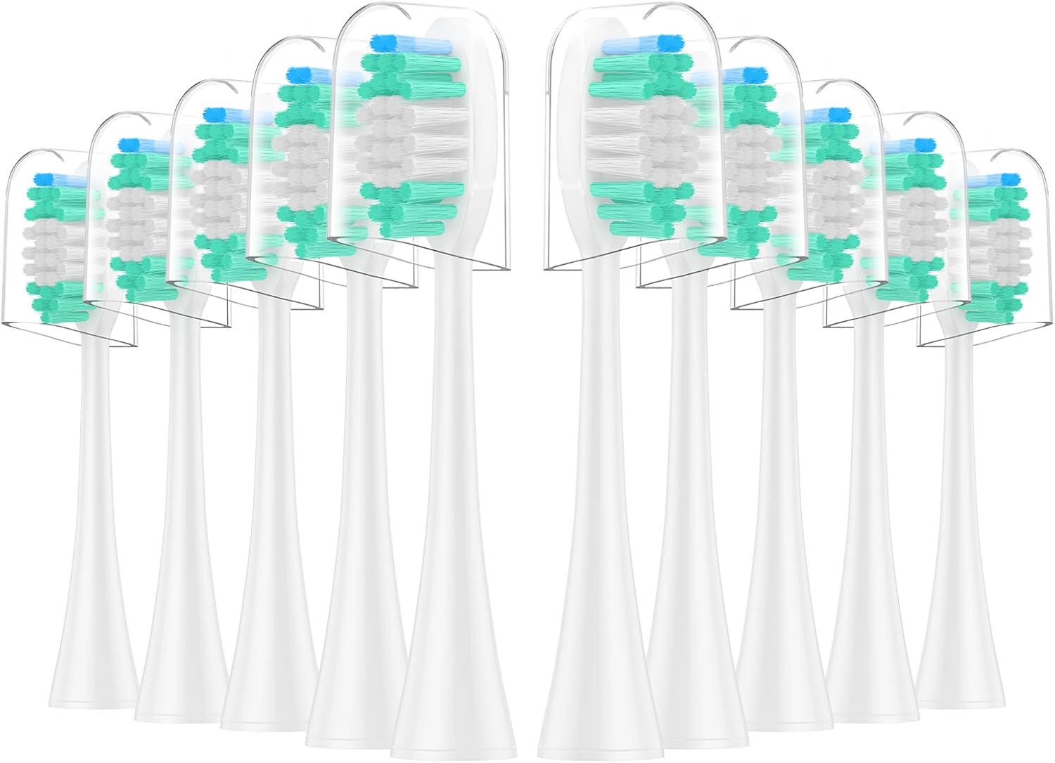 Replacement Toothbrush Heads 10 Pack Compatible with AquaSonic Black Series, Vibe Series Electric Toothbrush, White