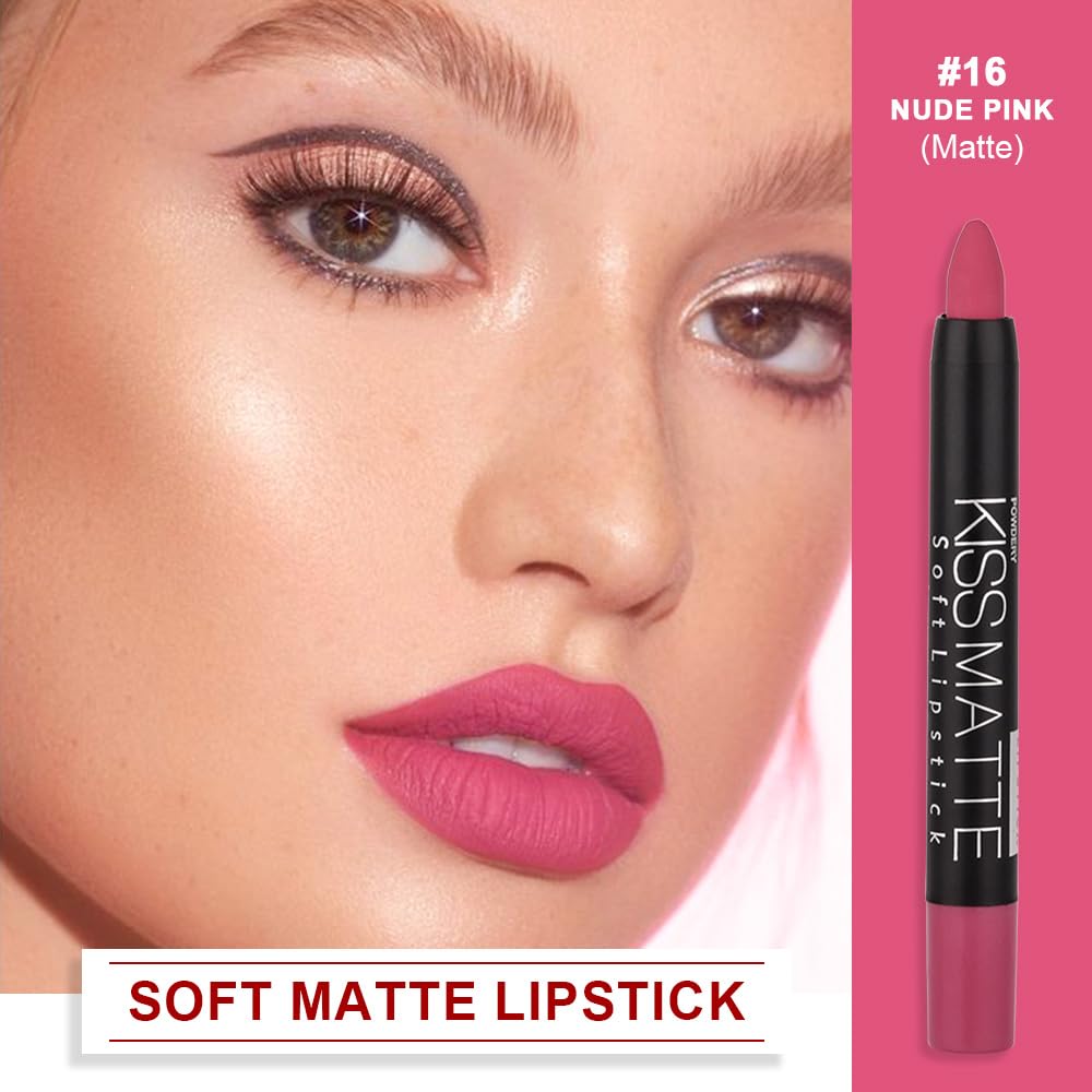 evpct 1Pcs Baby Mauve Pink Matte Lipstick and Lip Crayon Liner Pencil Set for Women Lip Stain Long Lasting Waterproof labiales mate magicos 24 horas originales pintalabios permanente 24 horas 16