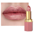Nude Metallic Lipstick Lip Gloss for Women,Lightweight Shimmer Frosted Long Lasting Lipstick,Glitter Lip Stain Waterproof Smudge Proof 24 Hour Full Coverage Lip Makeup,Vegan