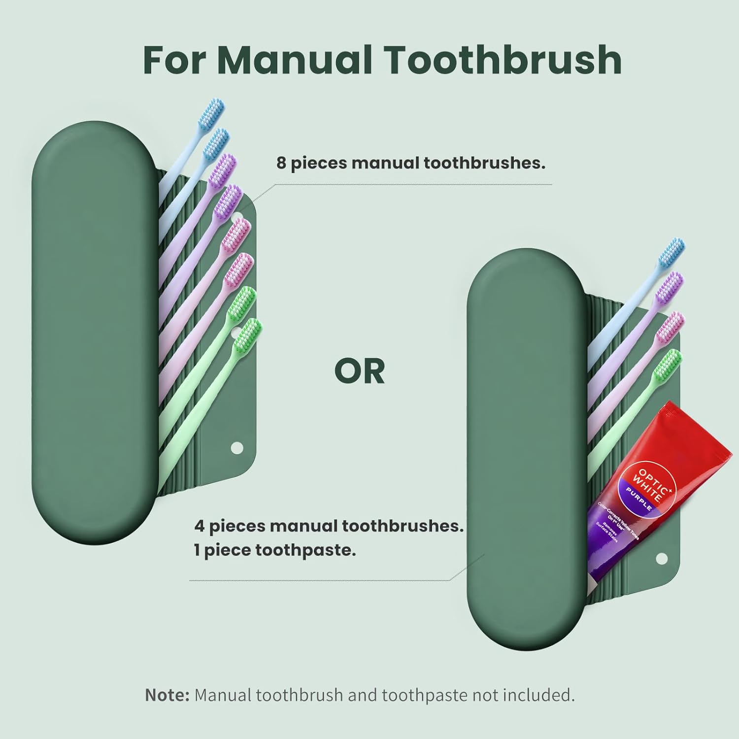Silicone Electric Toothbrush Travel Cover, Toothbrush Travel Containers Bag Case,Keeps Toothbrush Fresh and Clean, Fits Most Manual and Electric Toothbrushes - Midnight Green