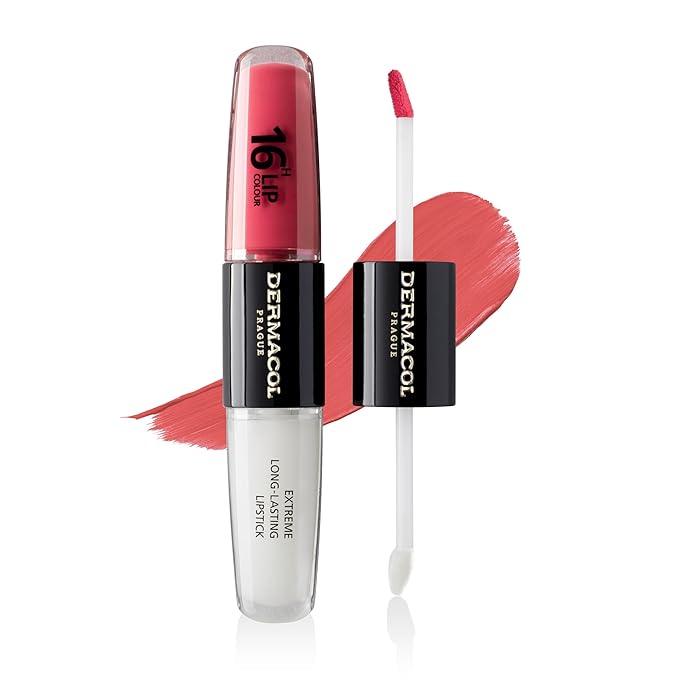 Dermacol NEW 16-Hour Lip Colour, Highly Pigmented Glossy Lip Stain, Two-Phase Lip Plumper Gloss, Kissproof Lip Makeup Products with Matte and Glitter Finish, n. 36