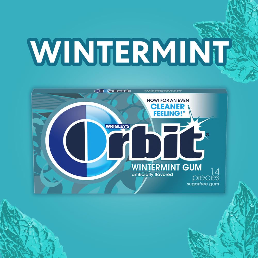 ORBIT Gum Wintermint Sugar-Free Chewing Gum, 12 Packs Bulk, 14 Pieces Each (168 Total)