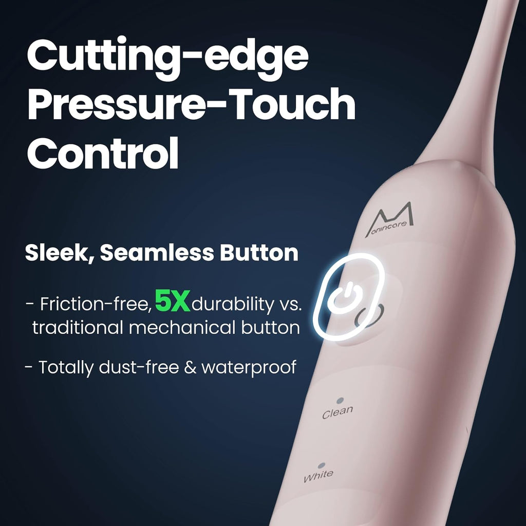 Electric Toothbrush, Marlincare Electric Toothbrush for Adults 180 Days Battery Life Rechargeable with 5 Modes, 48000VPM Motor Smart Timer IPX8, Sonic Toothbrush with 4 Brush Heads & Travel Case, Pink