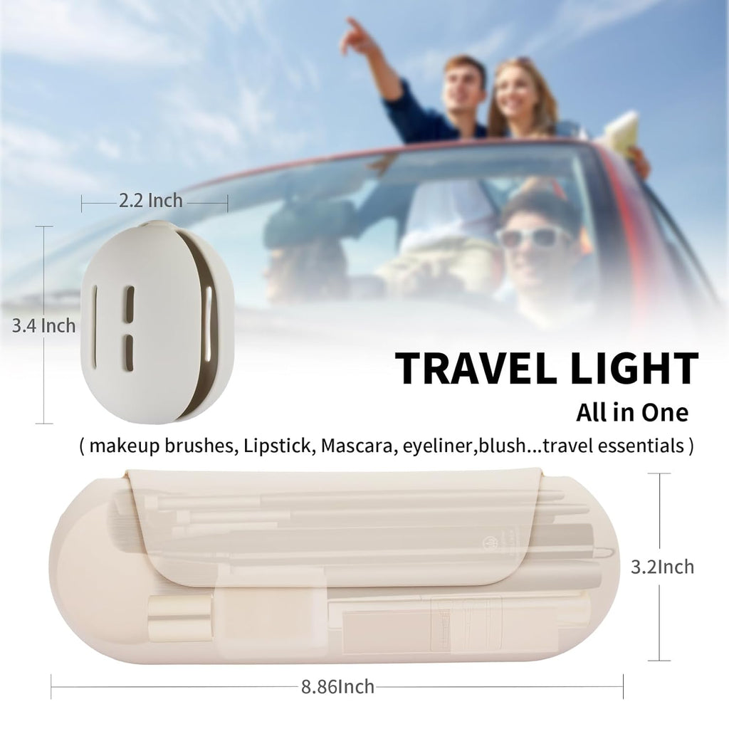 2 IN 1 Silicone Makeup Brush Holder with Beauty Make Up Sponge Case：Soft Portable Cosmetic Face Brushes Holder with Upgrade Anti-Fall Out Magnetic Closure - Starlight