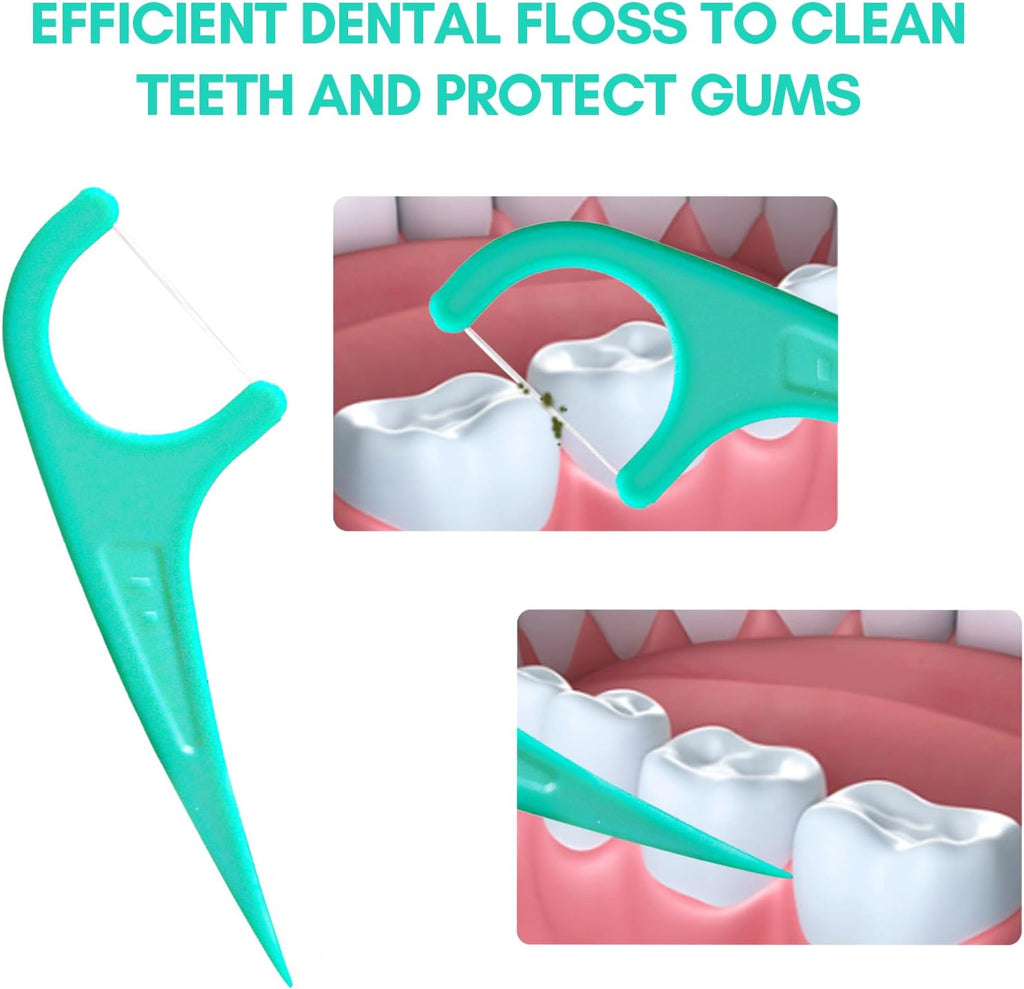 FAMILIFE Individually Wrapped Floss Picks, 100PCS Mint Dental Floss Cleaner, Tooth Picks Flossers with Portable Individual Packaging, Toothpicks Helps to Fight Tooth Decay and Keep Your Teeth Clean