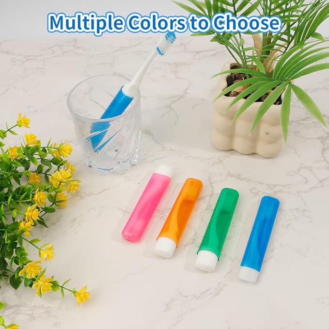 Travel Toothbrush 4PCS Travel Toothbrush Set Mini Toothbrushes Portable Travels Size Toothbrushes Folding Traveling Tooth Brush with Case Small Tooth Brush Individually Wrapped for Home Camping Hiking