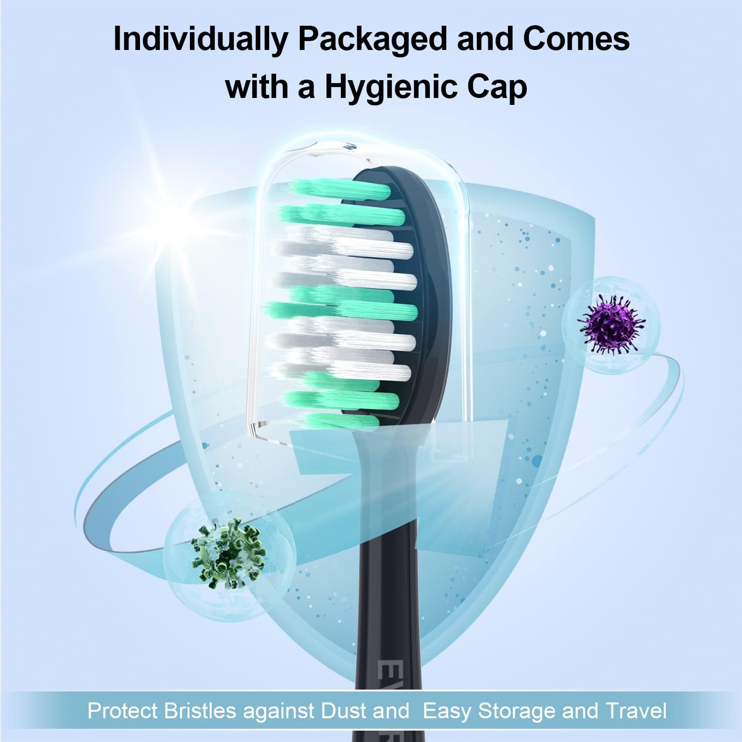 Replacement Toothbrush Heads 10 Pack Compatible with AquaSonic Black Series for Vibe Series Black Series pro, and for Duo Series pro Electric Toothbrush,Soft Balck