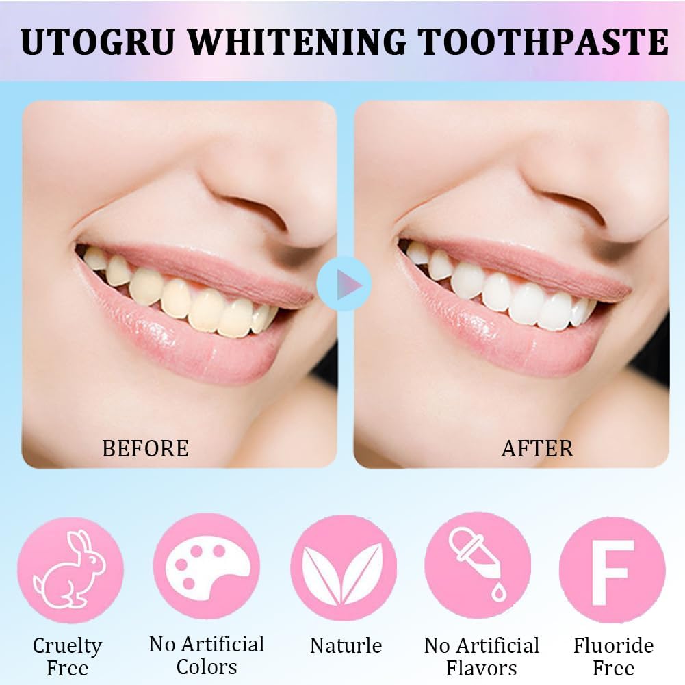 for Utogru Nicotinamide Whitening Toothpaste, Protects Enamel, Refreshes Breath & Stain Removal, Fluoride-Free Formula is Suitable for Sensitive Teeth (3.8oz/100g, 1P)