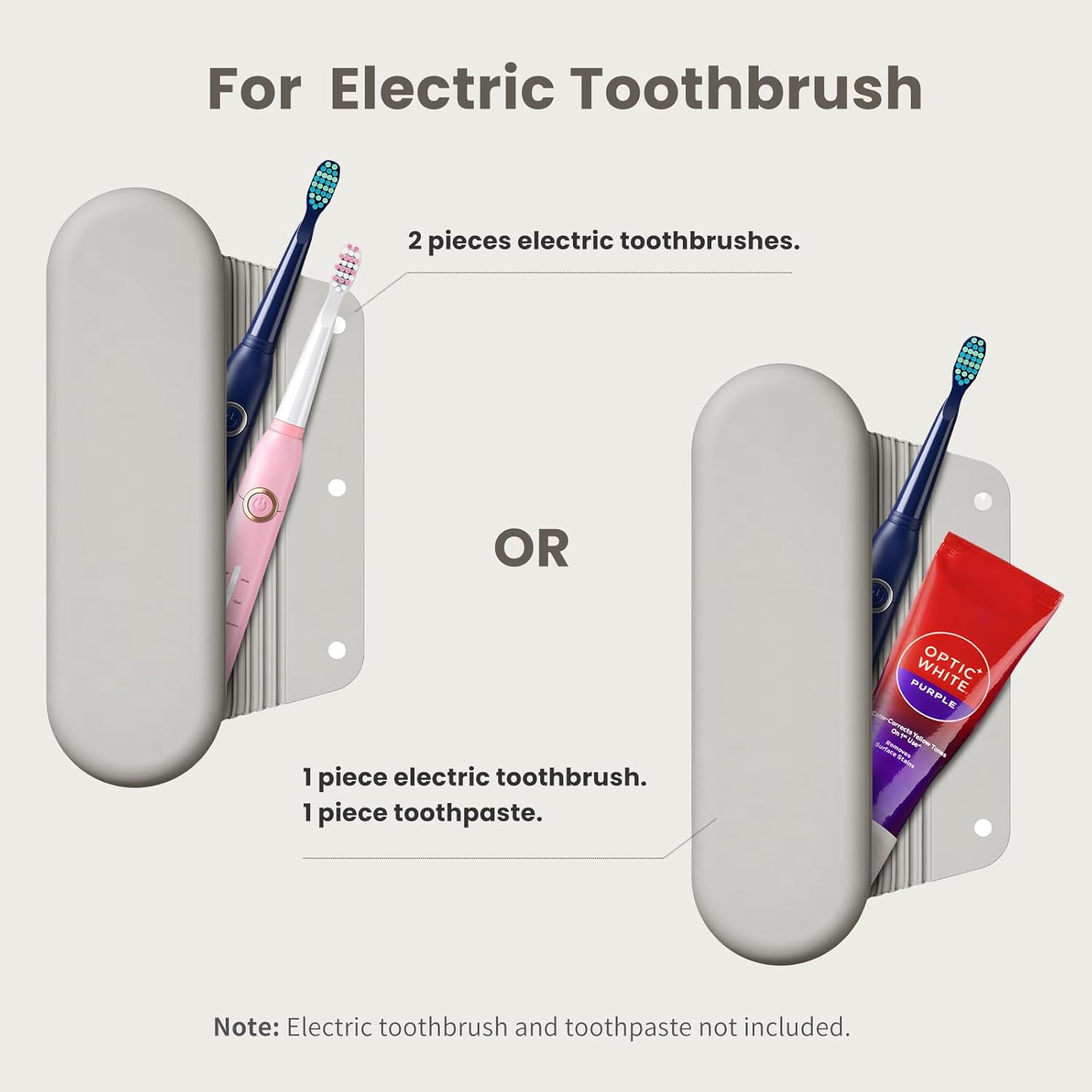 Silicone Electric Toothbrush Travel Cover, Toothbrush Travel Containers Bag Case for Men and Women,Keeps Toothbrush Fresh and Clean, Fits Most Manual and Electric Toothbrushes - Stone
