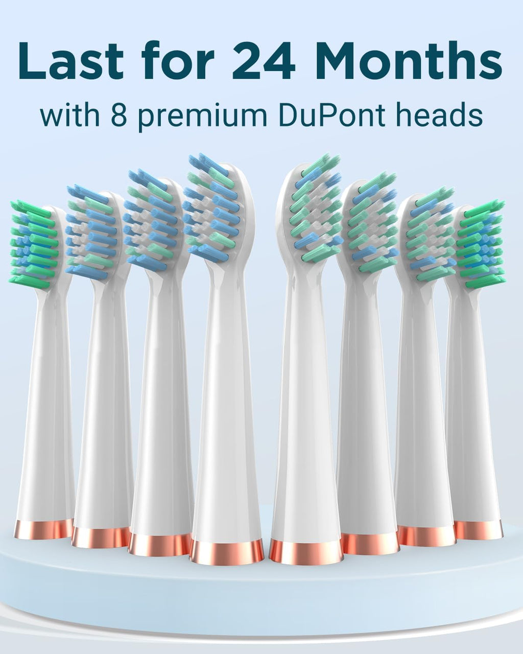 Rtauys M5 Sonic Electric Toothbrush for Adults and Kids - Rechargeable Electric Toothbrush Kids Ages 12+ and Adults with 8 Brush Heads & Travel Case, 120 Days Battery Life - White