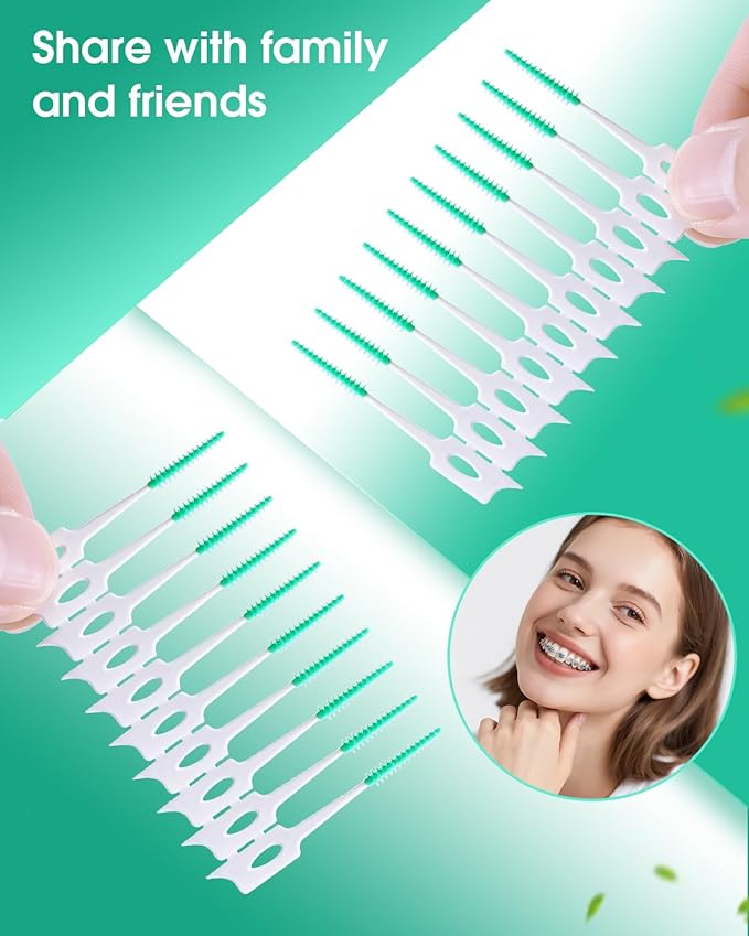 220 PCS Dental Floss Picks, Soft Silicone interdental Brush, Floss Picks for Teeth, Toothpicks Brush Between Teeth, Tooth Flossing Brush with Case, Disposable for Teeth Cleaning, Green Color