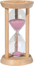 Mini Sand Timer,1 Minute Hourglass,Bamboo Sandglass 1 Min,Wood Sand Clock- Decorative Timer for Classroom,Baking,Game,Desk Decor,Pink