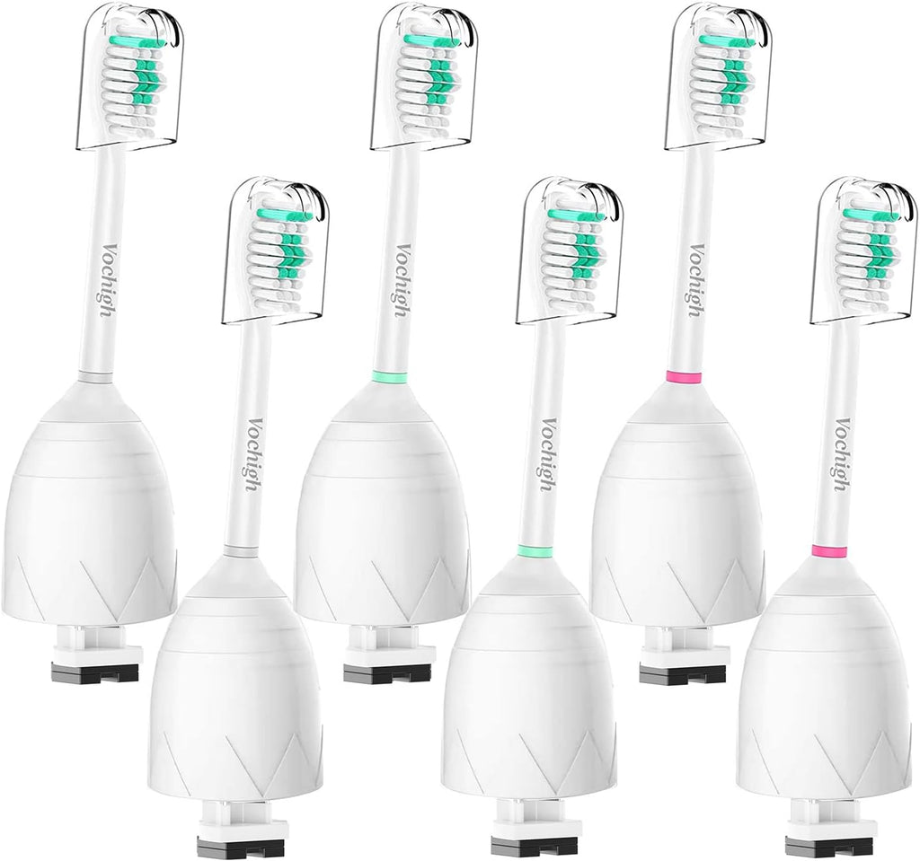Replacement Toothbrush Heads Compatible with Philips Sonicare: fit Sonicare E-Series HX7022/66, Cleancare & Advance Screw-On Electric Brush Handles, 6 Pack