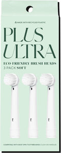 Plus Ultra Eco-Friendly Oral-B Compatible Electric Toothbrush Replacement Heads | 3 Heads Per Pack | Made with Recycled Plastic | Soft Toothbrush for Sensitive Teeth