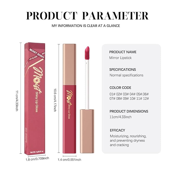 Lip Stain Hydrating High Shine – Lightweight Non-Sticky Glossy Lip Tint, Mirror Shine Moisturizing Lip Makeup for Plump & Full Lips, Long-Lasting Rich Color Lip Glaze, Soft Smooth Lip Gloss 10#