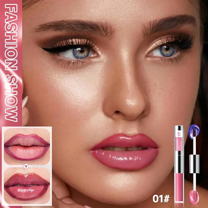Dual-Ended Peel Off Lip Liner & Gloss Stain in Rose Pink – Tattoo-Like Peel Off Lip Stain Liner + Hydrating High Shine Lip Gloss, Long-Lasting Waterproof Smudge-Proof Duo for Plump Natural Pink Lips 1