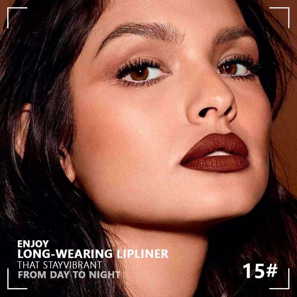 Matte Calligraphy Liquid Lip Liner Lipstick Pencil, Red Brown Long-Lasting Transfer-Proof Lip Stain Halloween Birthday Party Wear, Sheer Buildable Color, Fades to a Natural Wash of Colors