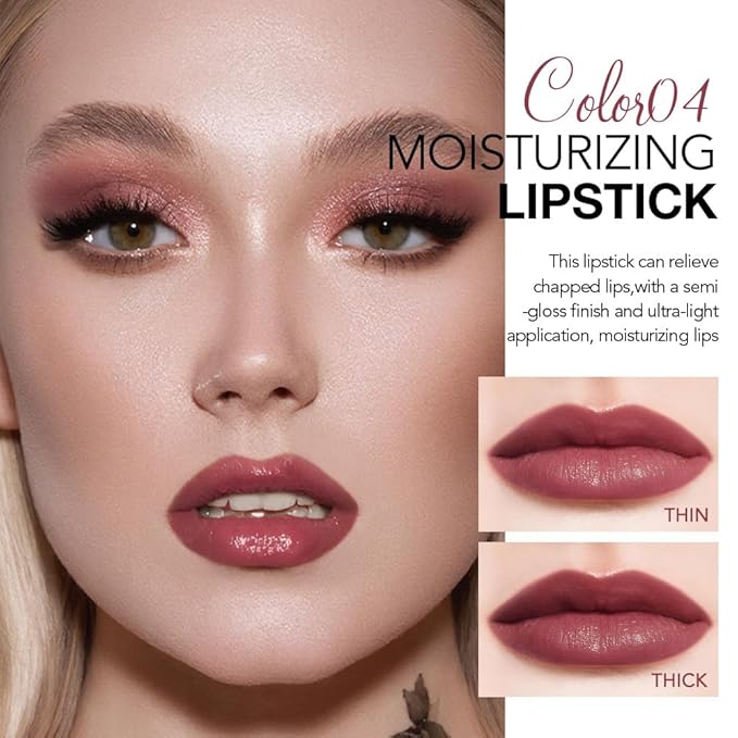 Tinted Lip Balm Moisturizing Lipstick, Mauve Hydrating Lipstick for Women, 24 Hour Long Lasting Moisturization Lip Gloss Stain Makeup, Lightweight Non Greasy Moisturizer Lips, 04