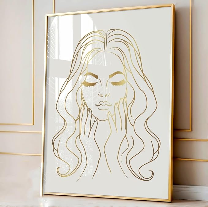 NATVVA 3 Pieces Beauty Procedures Wall Art Canvas Prints Beauty Treatment Makeup Poster Painting Pictures for Beauty Salon Fashion Studio Decor with Wooden Inner Frame